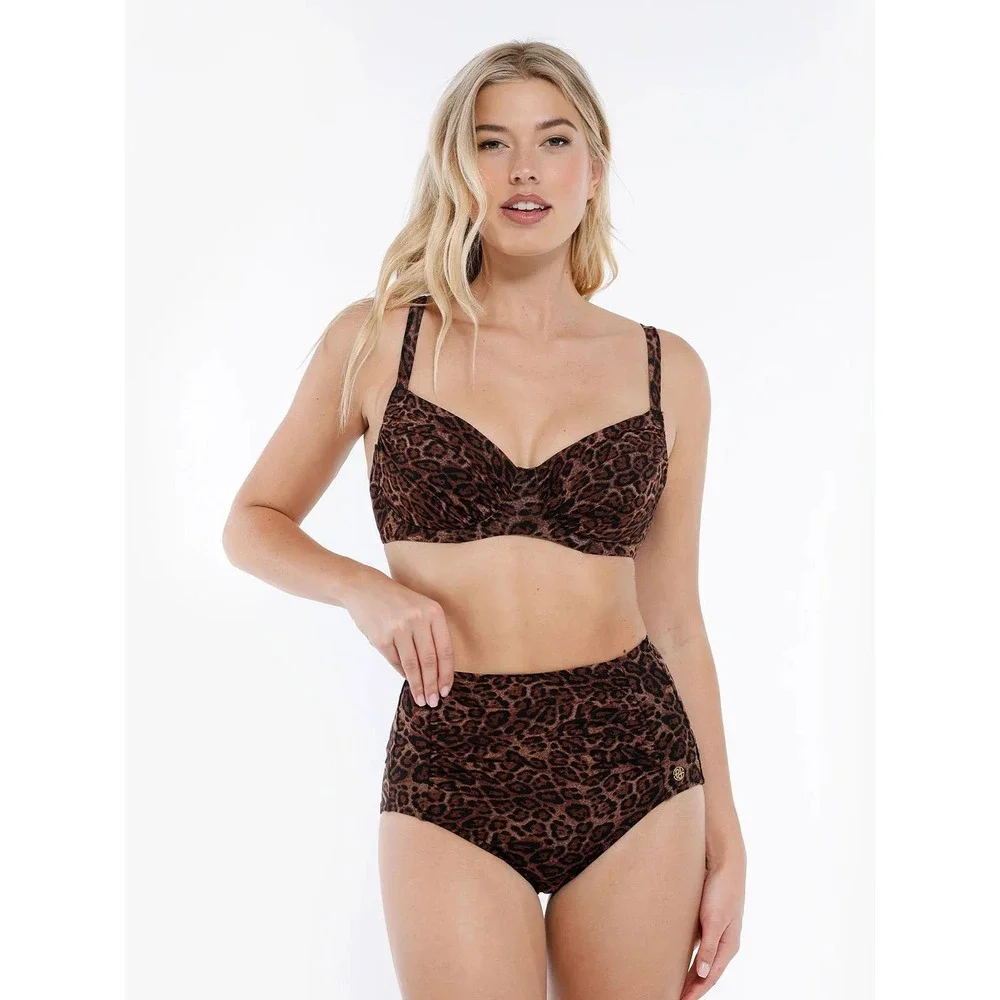 NEW Popilush Shapewear Ruched Tummy Control Bikini Brief Leopard Print XL